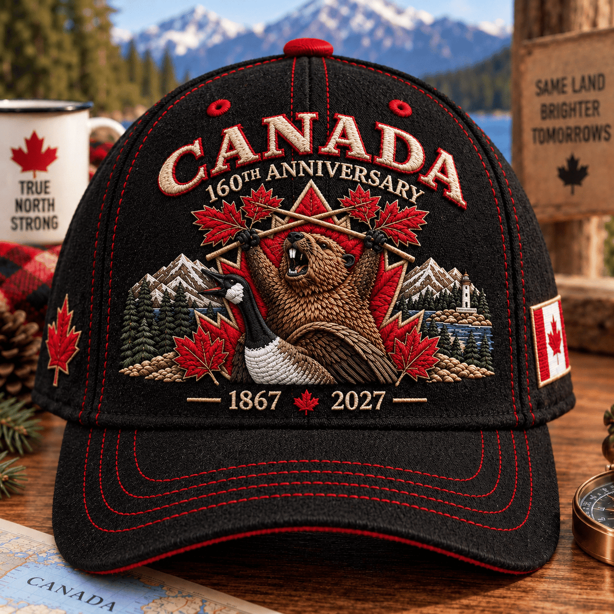 🔥🍁 Canada 160th Anniversary 1867–2027 - Premium Printed Heritage Cap Polyester • Detailed Printed • Comfortable Fit