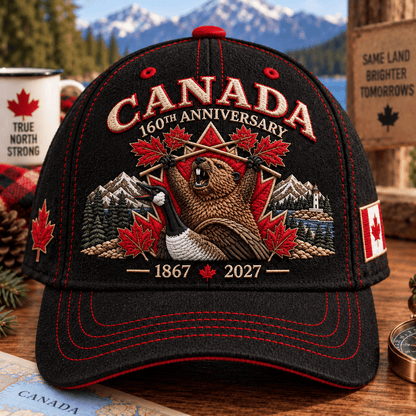 🔥🍁 Canada 160th Anniversary 1867–2027 - Premium Printed Heritage Cap Polyester • Detailed Printed • Comfortable Fit
