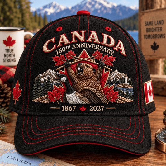 🔥🍁 Canada 160th Anniversary 1867–2027 - Premium Printed Heritage Cap Polyester • Detailed Printed • Comfortable Fit