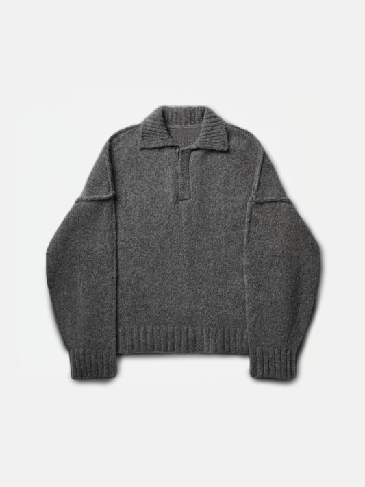 WOOL-KNIT POLO | GRAY
