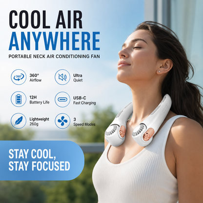 ❄️ Beat the Heat Hands-Free – 360° Neck Fan