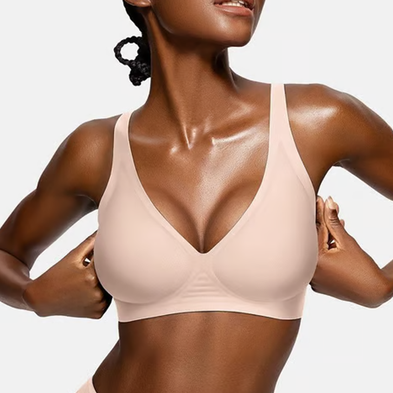 Thread Haven®Jelly Wireless Womens Comfortable Wireless Bras Push Up Bralettes Seamless Tshirts Bras Deep V Everyday Bras