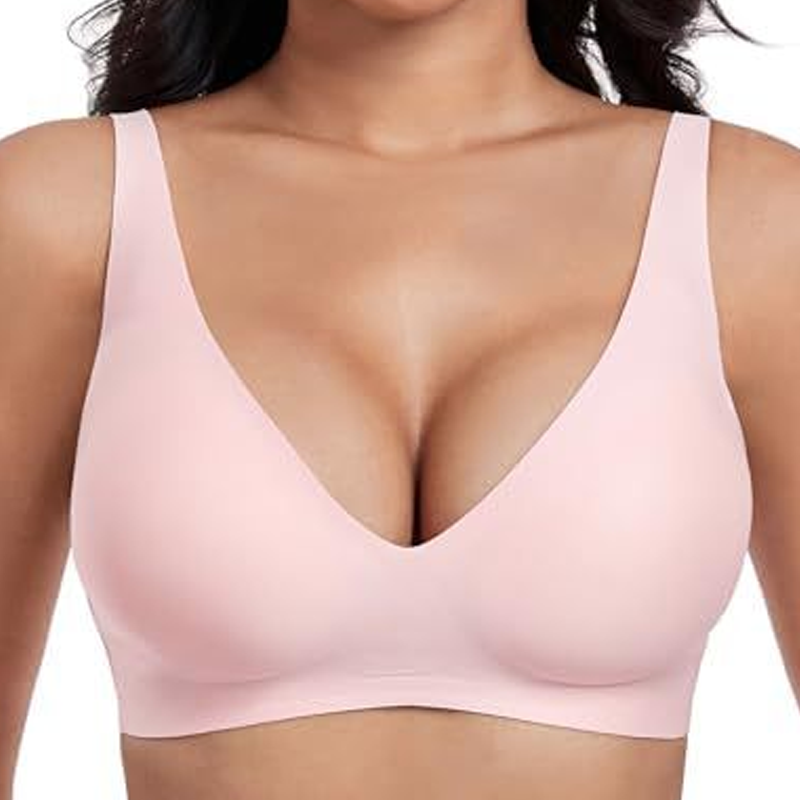 Thread Haven®Jelly Wireless Womens Comfortable Wireless Bras Push Up Bralettes Seamless Tshirts Bras Deep V Everyday Bras
