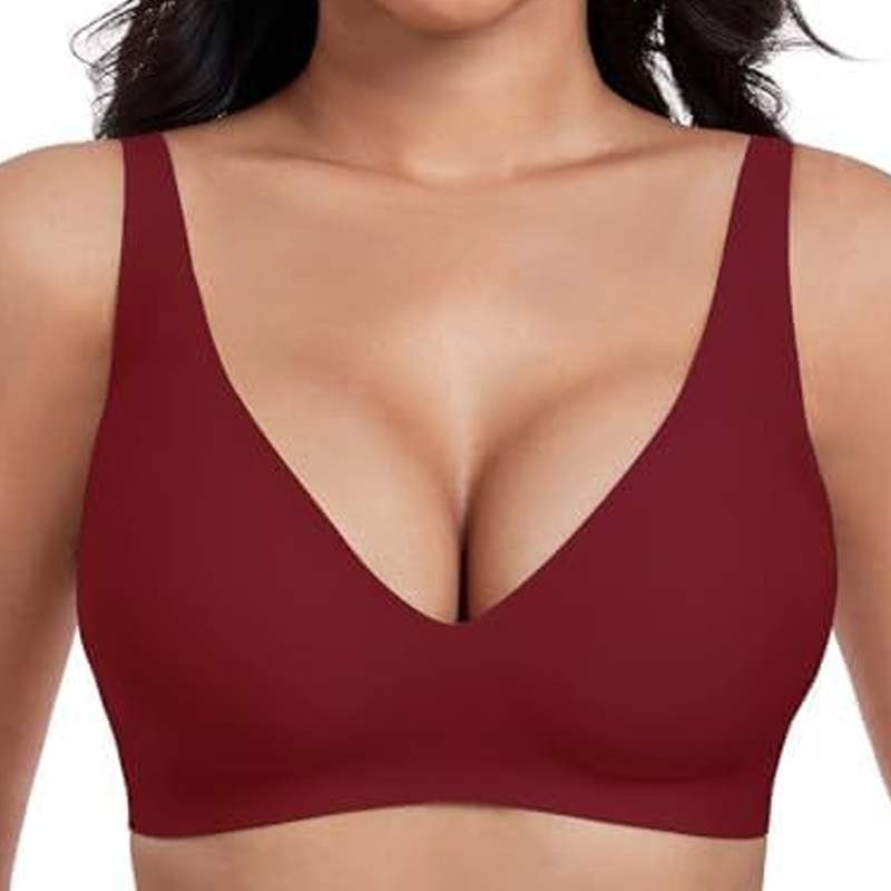 Thread Haven®Jelly Wireless Womens Comfortable Wireless Bras Push Up Bralettes Seamless Tshirts Bras Deep V Everyday Bras