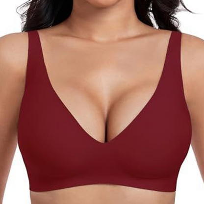 Thread Haven®Jelly Wireless Womens Comfortable Wireless Bras Push Up Bralettes Seamless Tshirts Bras Deep V Everyday Bras