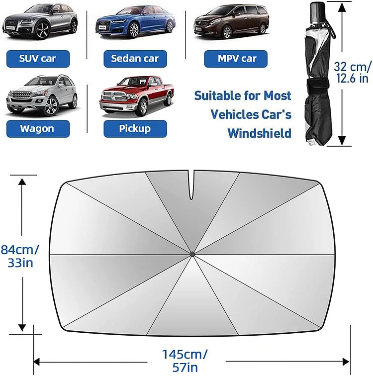 ⏳Limited Time -50 %💥Foldable Car Umbrella - Protection against Heat and UV Rays ☀️☂️ - Ideal for Keeping Your Car Cool!