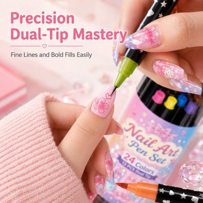 💅24‑Colors Dual‑Ended Nail Art Pens‑DIY Manicure Drawing Set🎁