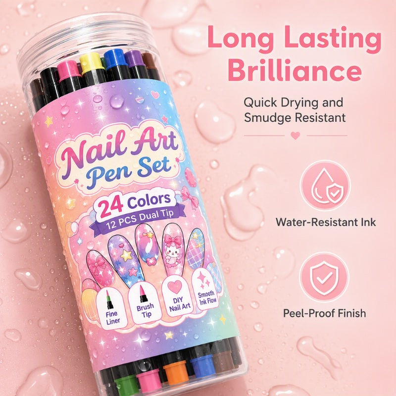 💅24‑Colors Dual‑Ended Nail Art Pens‑DIY Manicure Drawing Set🎁