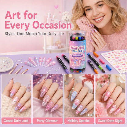 💅24‑Colors Dual‑Ended Nail Art Pens‑DIY Manicure Drawing Set🎁