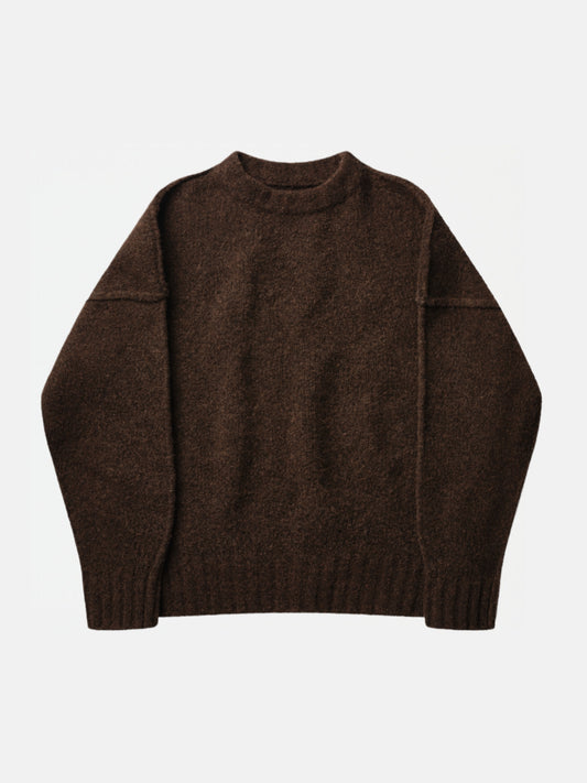 WOOL KNIT CREWNECK | BROWN