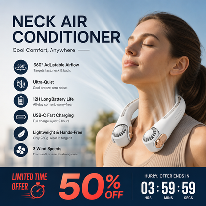 ❄️ Beat the Heat Hands-Free – 360° Neck Fan