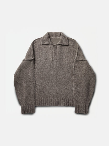 WOOL-KNIT POLO | GRAY